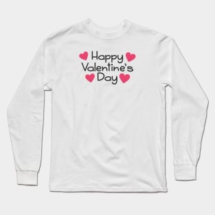 Simple Happy Valentine's Day Handwritten Greeting Long Sleeve T-Shirt